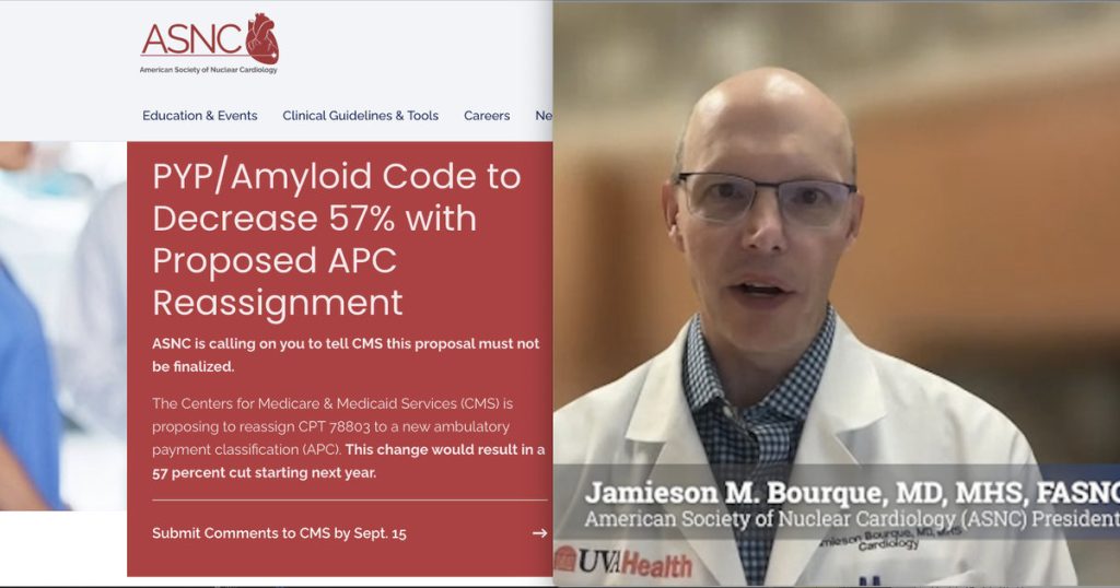 ASNC calls on members to fight 57% Medicare cut for cardiac amyloid imaging