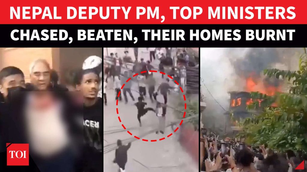 Nepal Anarchy: Mobs Chase Deputy PM, Strip Finance Minister, Burn Govt Offices, Homes Of Politicians